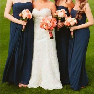 Long Strapless Chiffon Dress in *Marine*